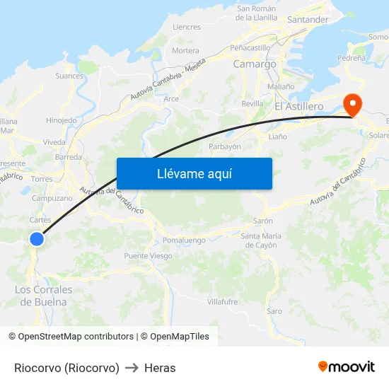 Riocorvo (Riocorvo) to Heras map