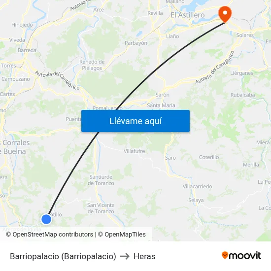 Barriopalacio (Barriopalacio) to Heras map