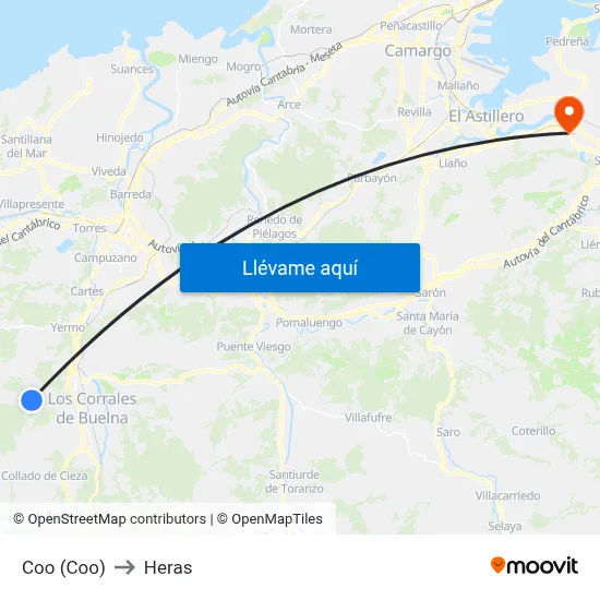 Coo (Coo) to Heras map