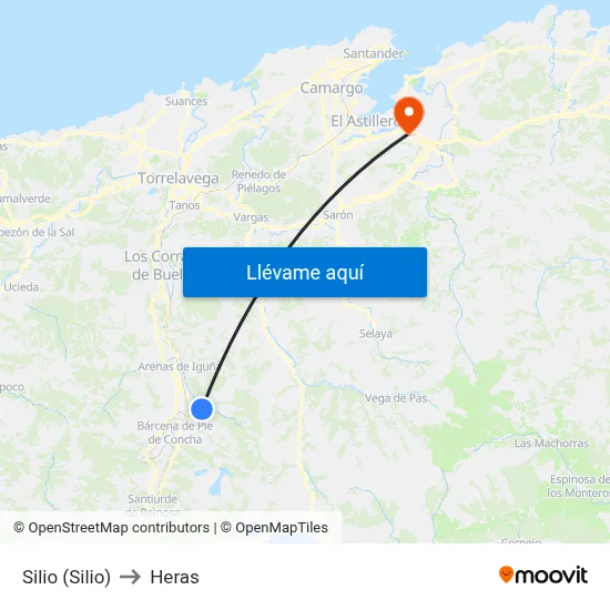 Silio (Silio) to Heras map