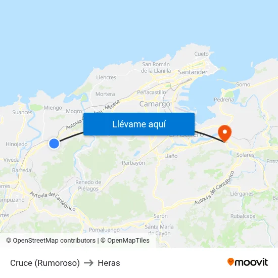 Cruce (Rumoroso) to Heras map