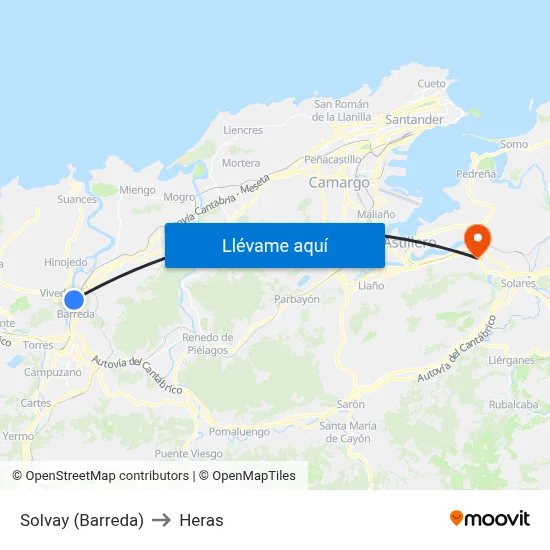 Solvay (Barreda) to Heras map