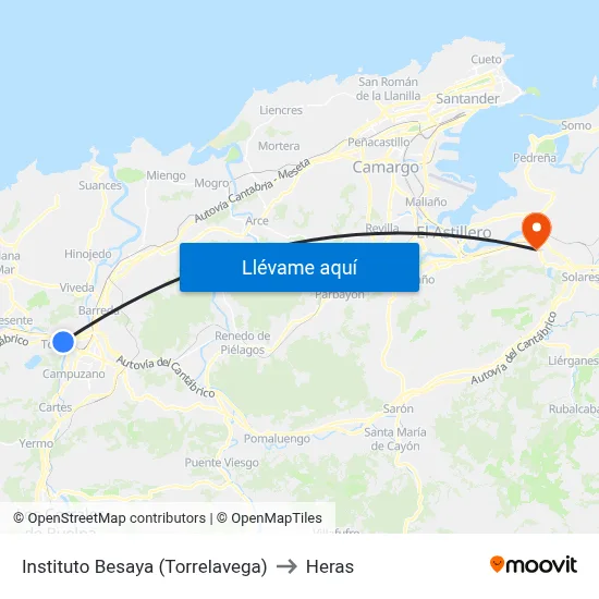 Instituto Besaya (Torrelavega) to Heras map
