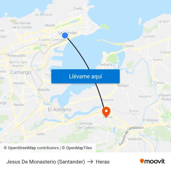 Jesus De Monasterio  (Santander) to Heras map