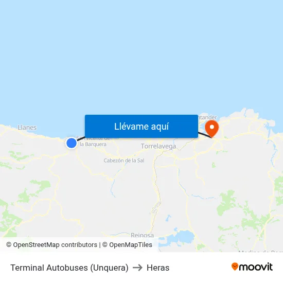 Terminal Autobuses (Unquera) to Heras map