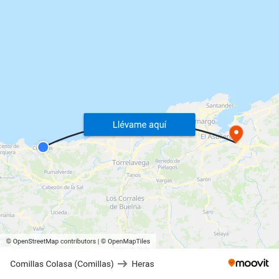 Comillas Colasa (Comillas) to Heras map