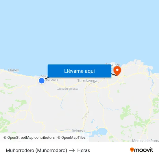 Muñorrodero (Muñorrodero) to Heras map