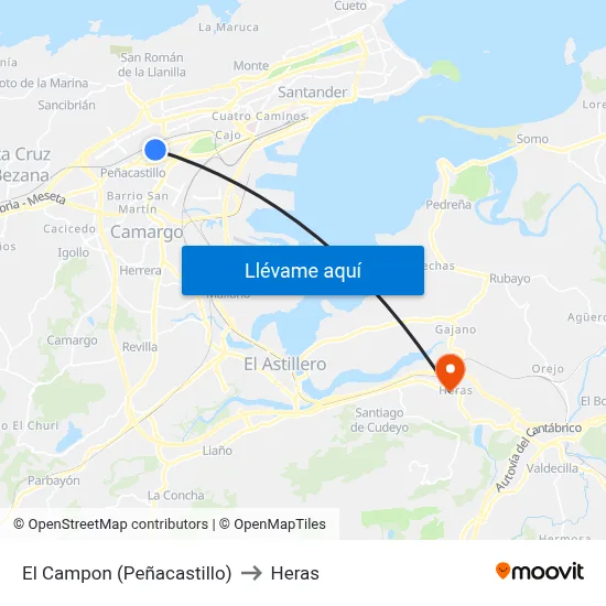 El Campon (Peñacastillo) to Heras map