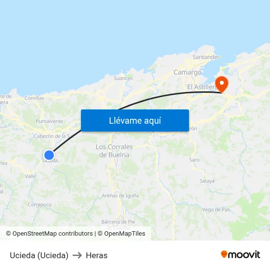 Ucieda (Ucieda) to Heras map