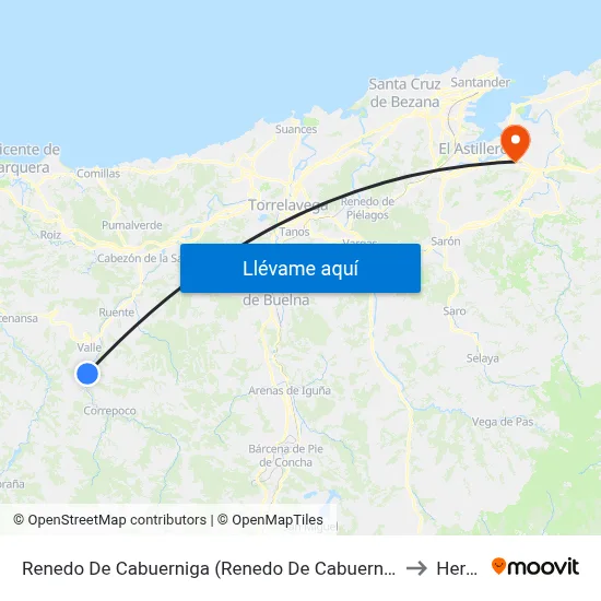 Renedo De Cabuerniga (Renedo De Cabuerniga) to Heras map