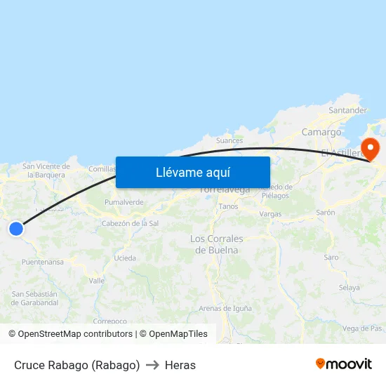 Cruce Rabago (Rabago) to Heras map