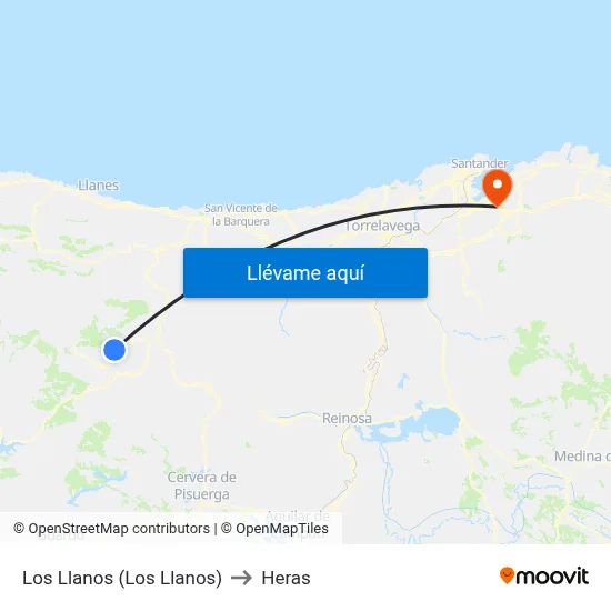 Los Llanos (Los Llanos) to Heras map
