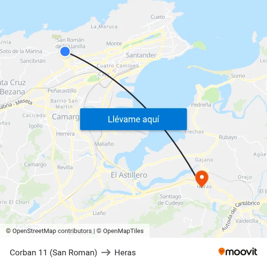 Corban 11 (San Roman) to Heras map