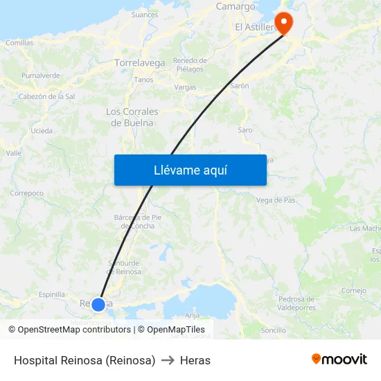 Hospital Reinosa (Reinosa) to Heras map