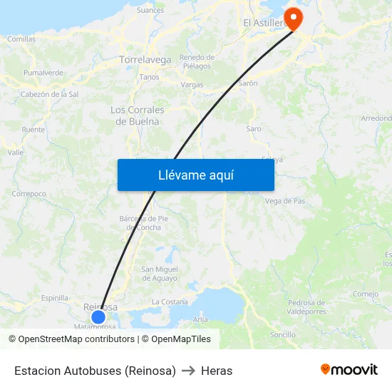 Estacion Autobuses (Reinosa) to Heras map