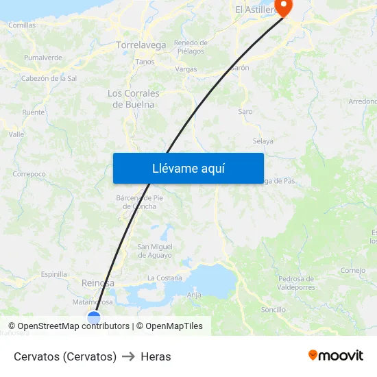Cervatos (Cervatos) to Heras map