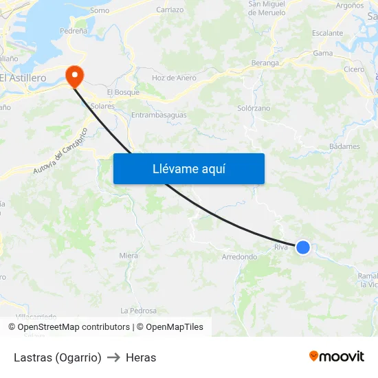 Lastras (Ogarrio) to Heras map