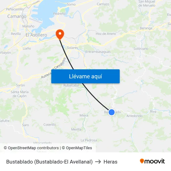 Bustablado (Bustablado-El Avellanal) to Heras map