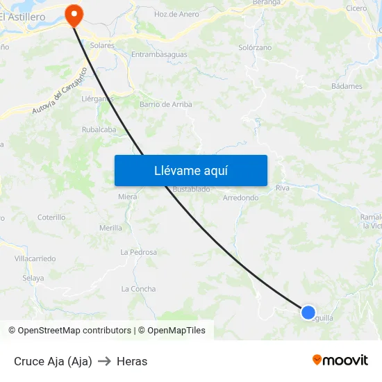 Cruce Aja (Aja) to Heras map