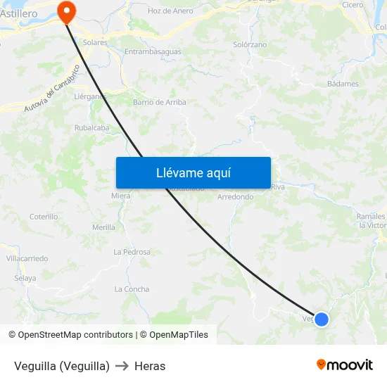 Veguilla (Veguilla) to Heras map