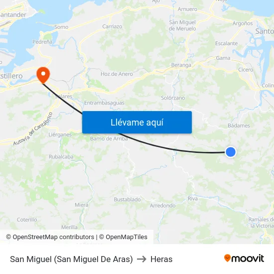 San Miguel (San Miguel De Aras) to Heras map