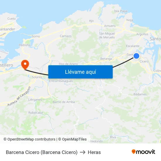 Barcena Cicero (Barcena Cicero) to Heras map