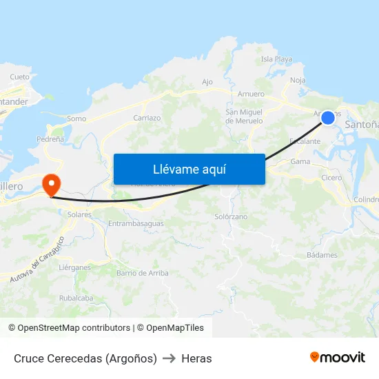 Cruce Cerecedas (Argoños) to Heras map