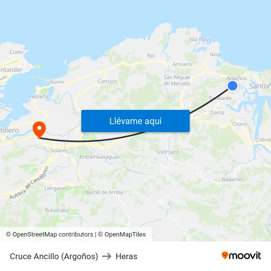 Cruce Ancillo (Argoños) to Heras map