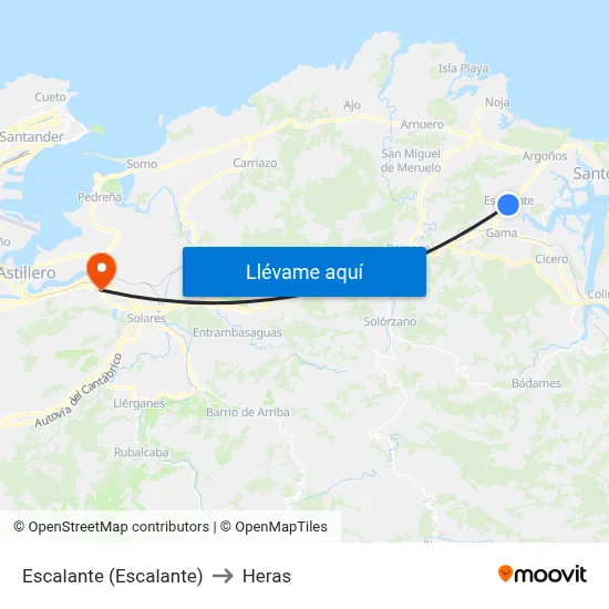Escalante (Escalante) to Heras map