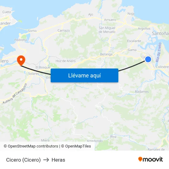 Cicero (Cicero) to Heras map