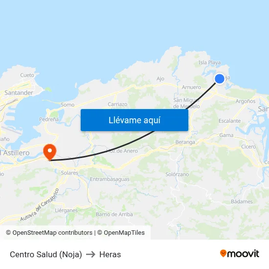 Centro Salud (Noja) to Heras map