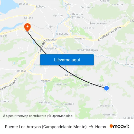 Puente Los Arroyos (Camposdelante-Monte) to Heras map