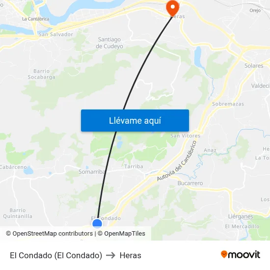El Condado (El Condado) to Heras map