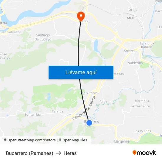 Bucarrero (Pamanes) to Heras map
