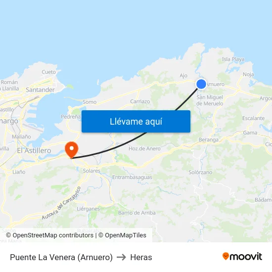 Puente La Venera (Arnuero) to Heras map