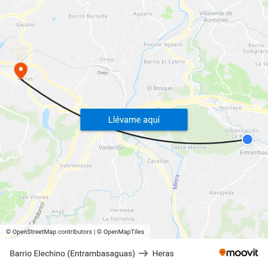 Barrio Elechino (Entrambasaguas) to Heras map