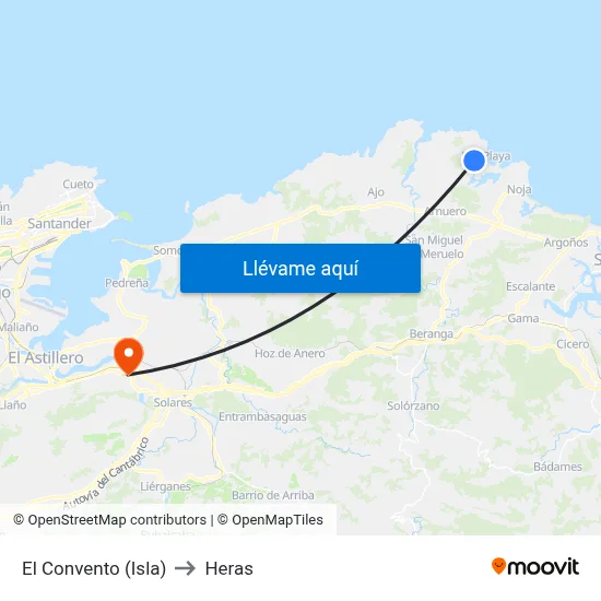El Convento (Isla) to Heras map