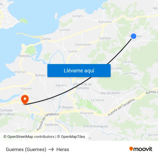 Guemes (Guemes) to Heras map