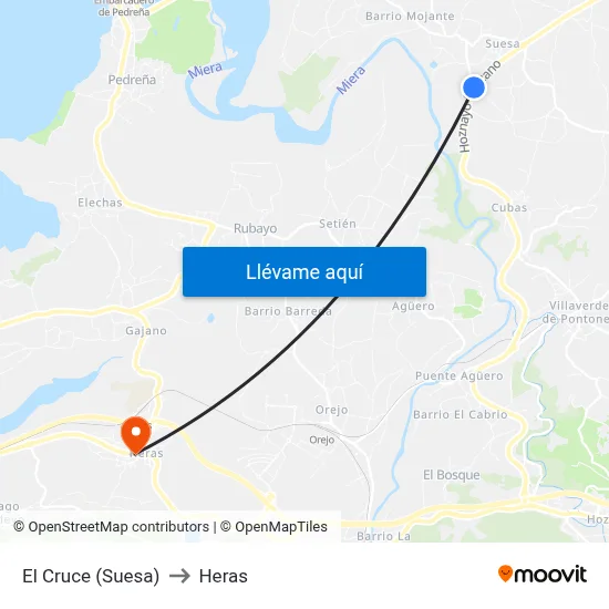 El Cruce (Suesa) to Heras map