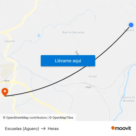Escuelas (Aguero) to Heras map