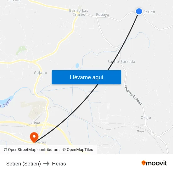 Setien (Setien) to Heras map