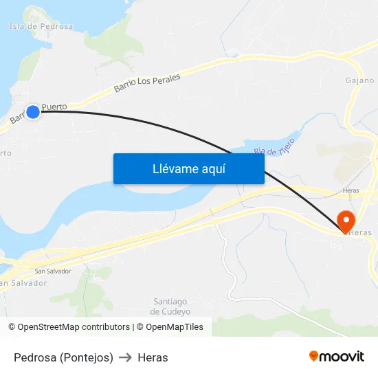 Pedrosa (Pontejos) to Heras map