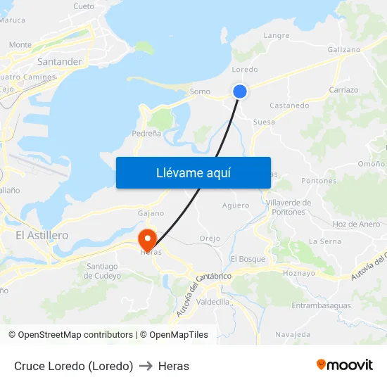 Cruce Loredo (Loredo) to Heras map