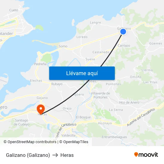 Galizano (Galizano) to Heras map