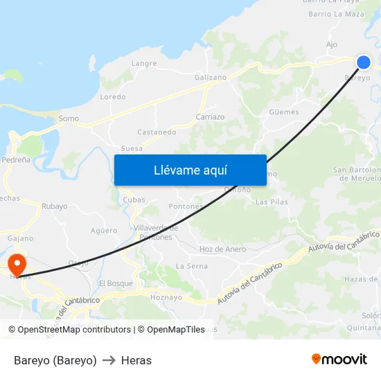 Bareyo (Bareyo) to Heras map