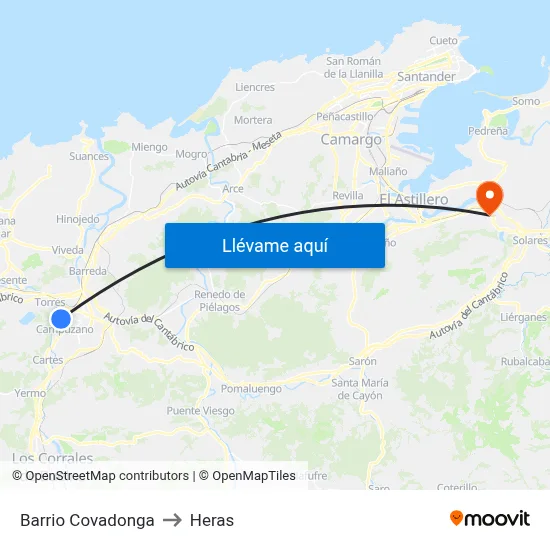 Barrio Covadonga to Heras map