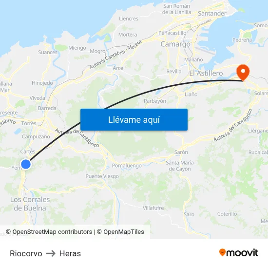 Riocorvo to Heras map