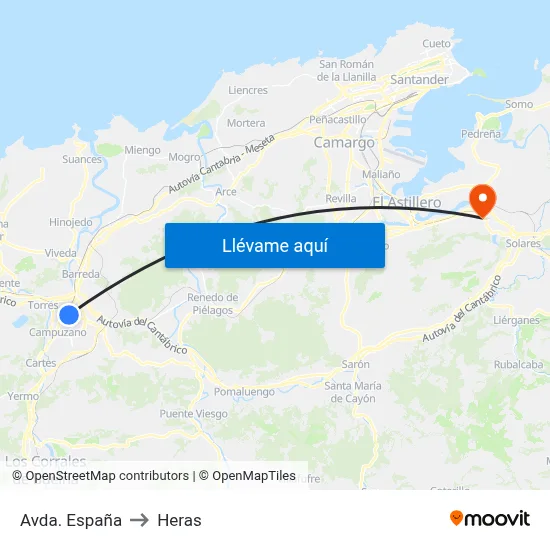 Avda. España to Heras map