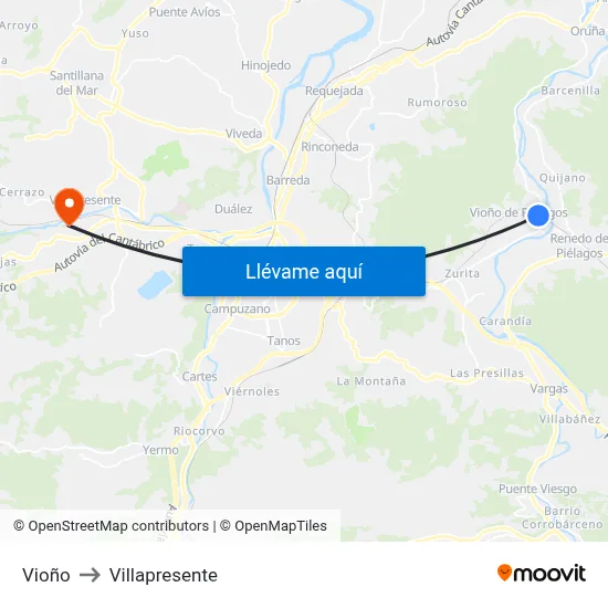 Vioño to Villapresente map