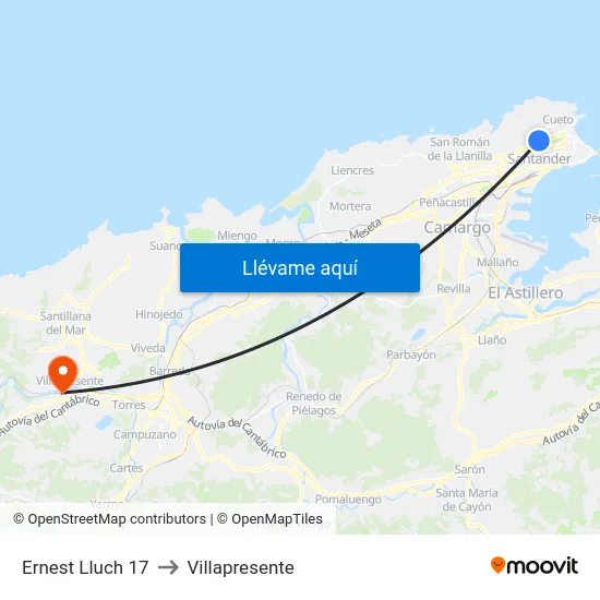 Ernest Lluch 17 to Villapresente map